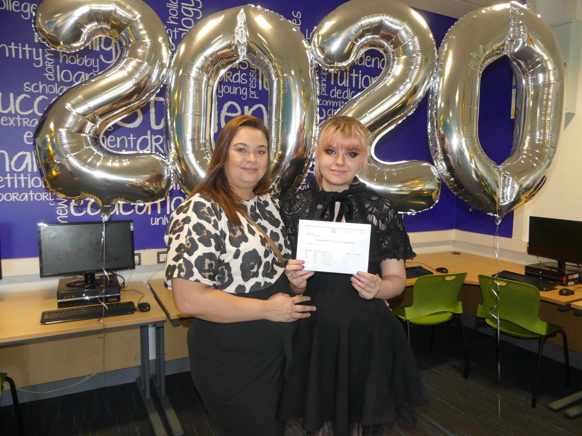 samantha receiving her best gcse results at the academy grimsby